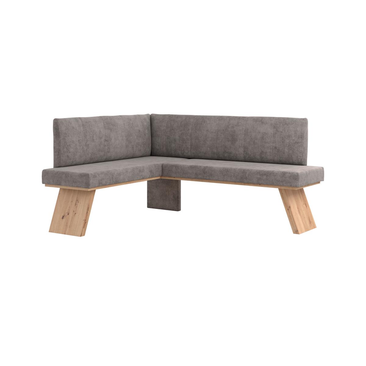 Eckbank Emma Ii Webstoff Weiß, B: 140 Cm - Eichefarben/Grau, KONVENTIONELL, Holzwerkstoff/Textil (140/160cm)