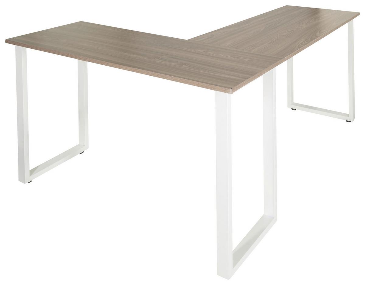 Eckschreibtisch Workspace Basic I - Weiß/Grau, Basics, Holzwerkstoff/Metall (165/120/75cm) - MID.YOU