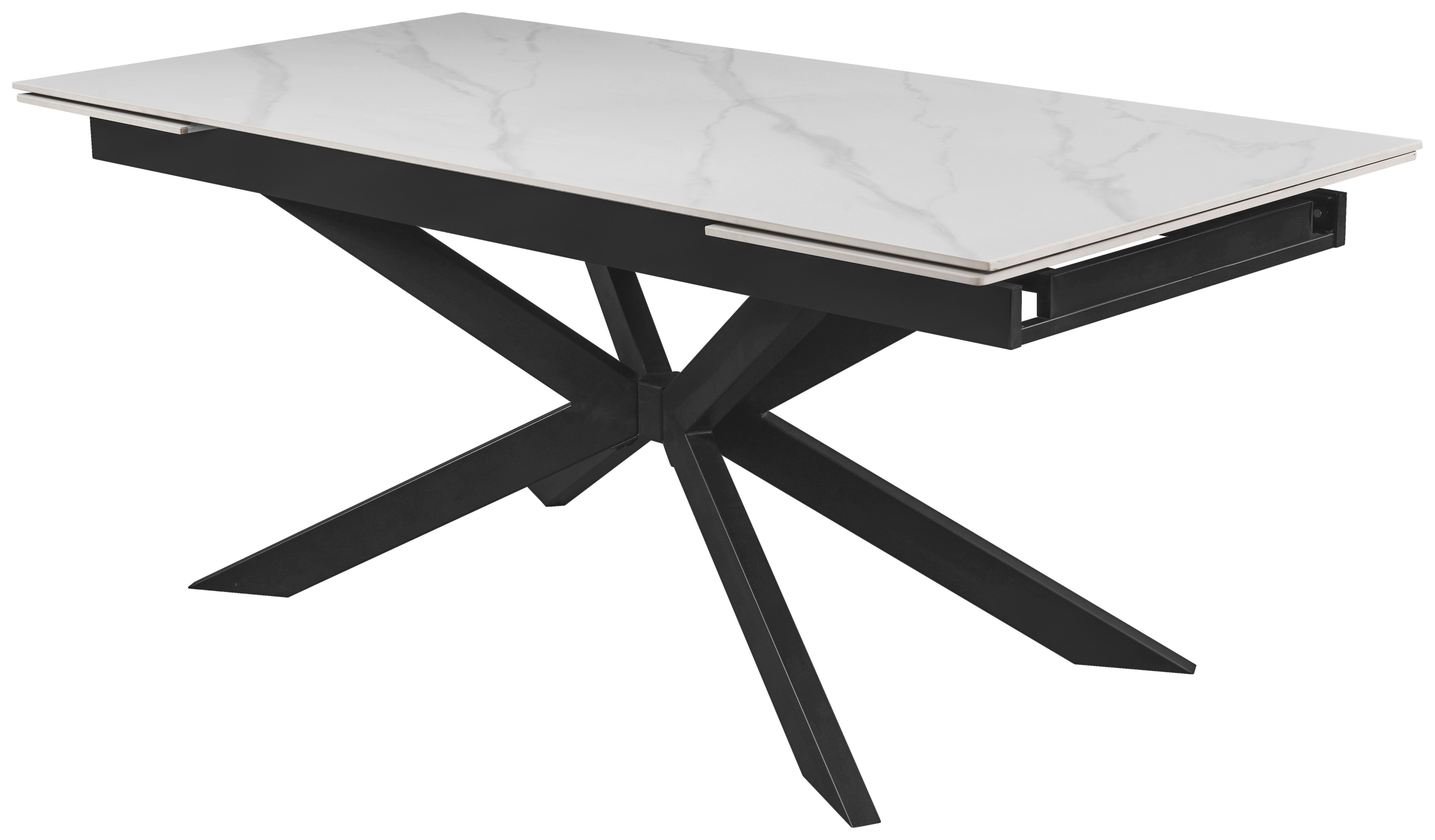Rozťahovací stôl LEON 180-260x90 - čierna/biela, Modern, kov/keramika (180-260/90/76cm) - Premium Living