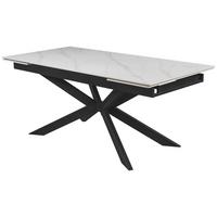 Výsuvný stůl LEON 180-260x90 - bílá/černá, Moderní, kov/keramika (180-260/90/76cm) - Premium Living