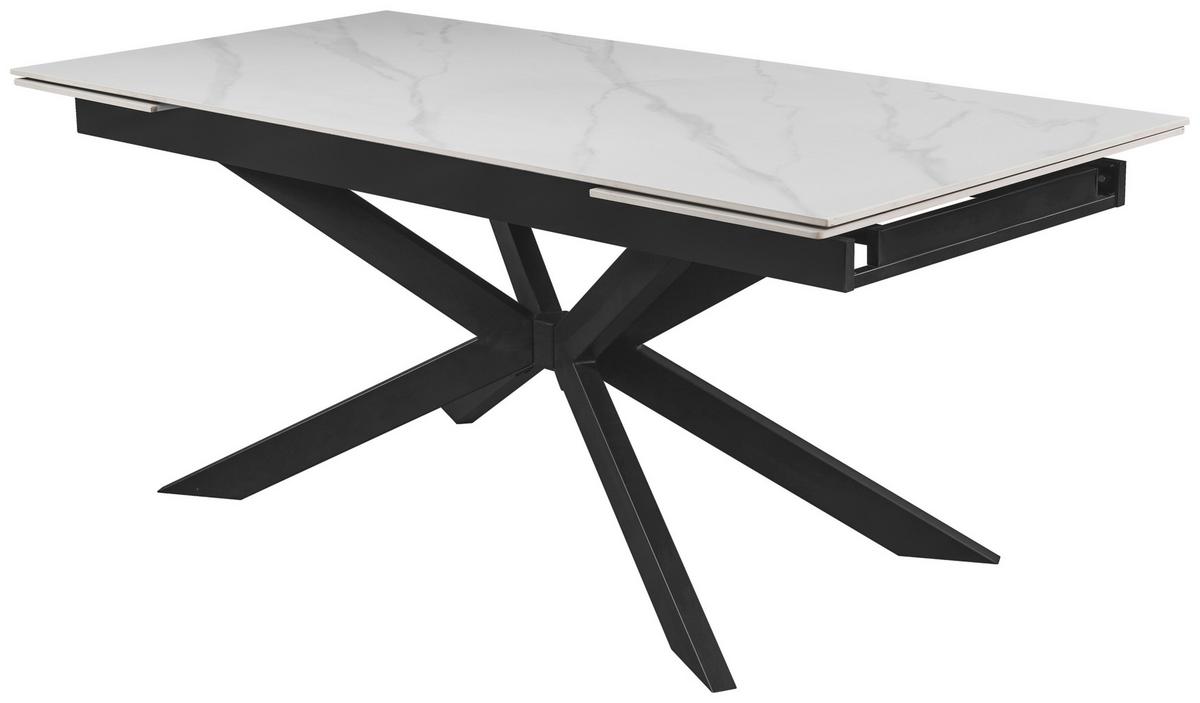 Výsuvný stůl LEON 180-260x90 - bílá/černá, Moderní, kov/keramika (180-260/90/76cm) - Premium Living