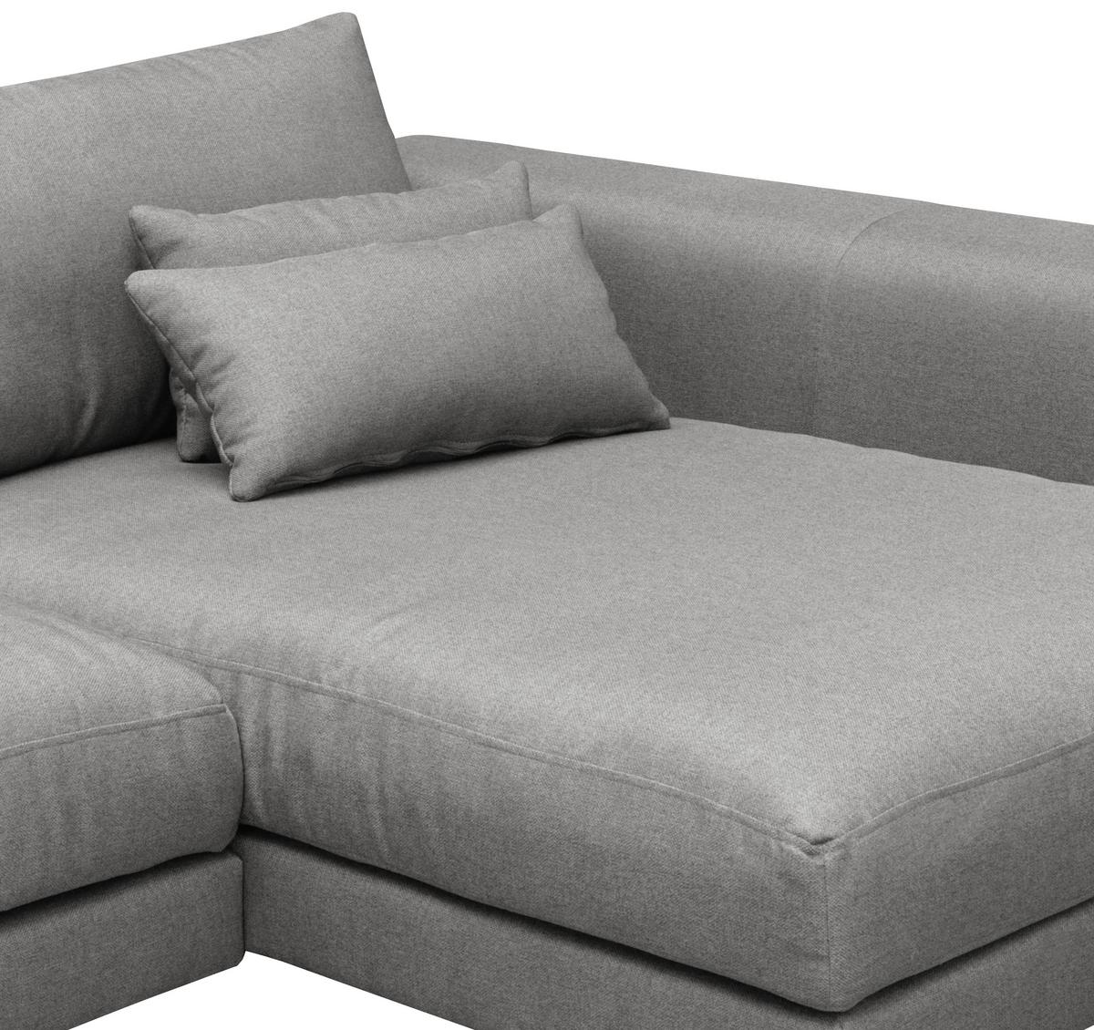 Ecksofa Berlin Webstoff Grau 313x172 Cm - Schwarz/Grau, Design, Textil (313/172cm) - Livetastic