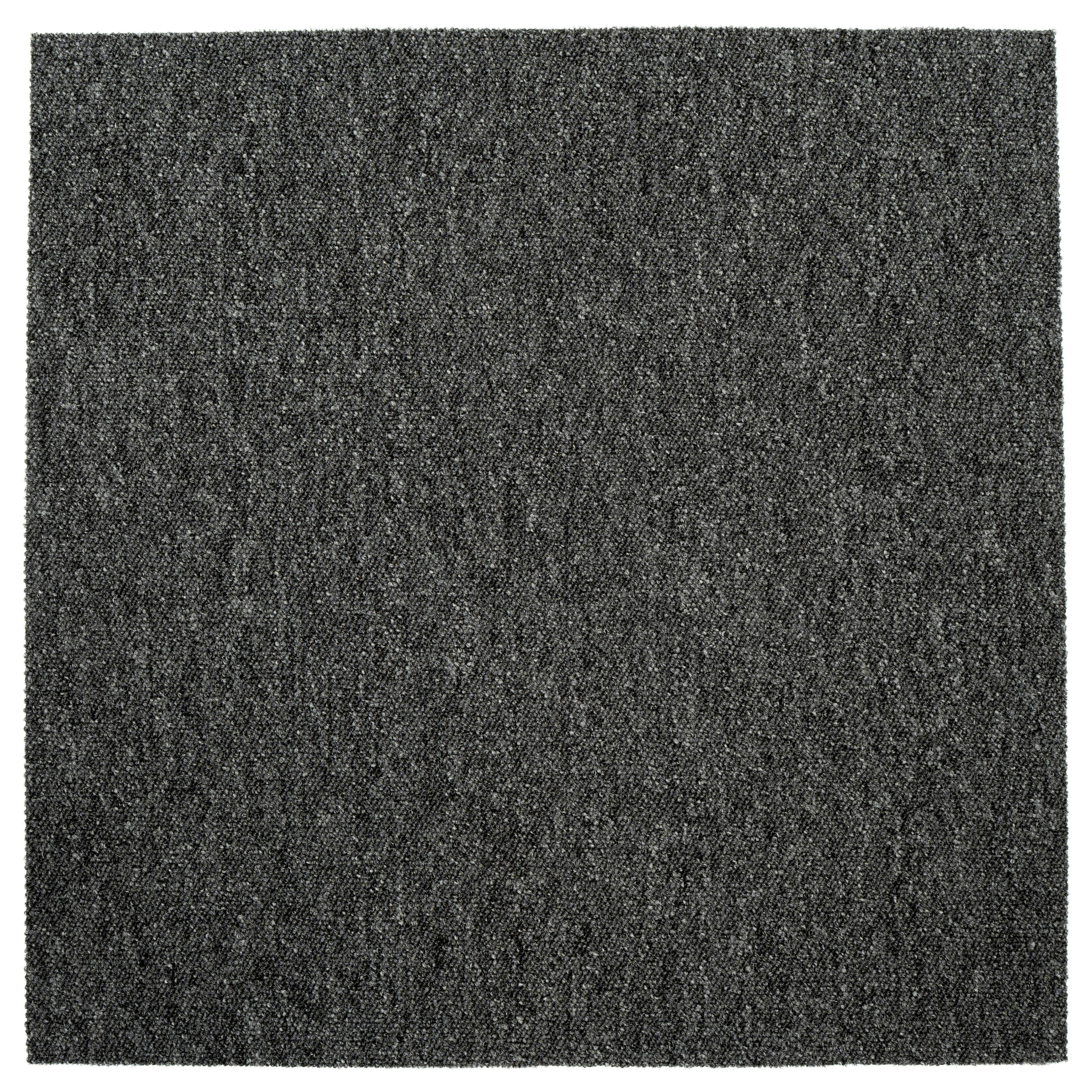 Teppichfliese Dunkelgrau Sparkle 50x50cm Florhöhe 3,5mm - Dunkelgrau, Basics, Textil (50/50cm)