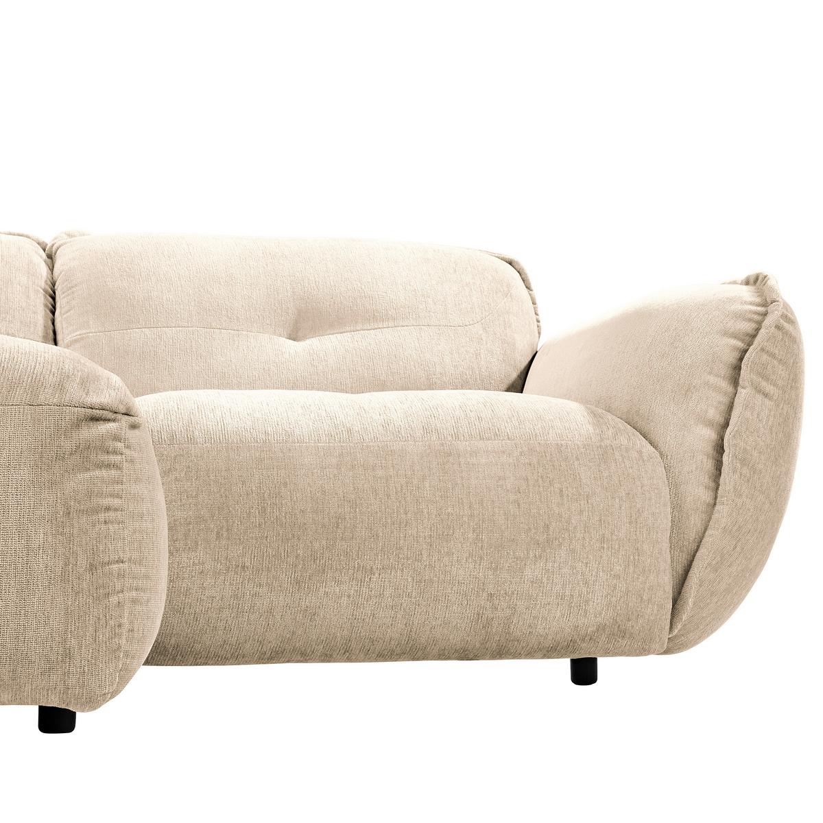 Ecksofa Fluffy, Creme S: 184x269 Cm - Creme/Schwarz, MODERN, Textil (184/269cm) - Trendmanufaktur