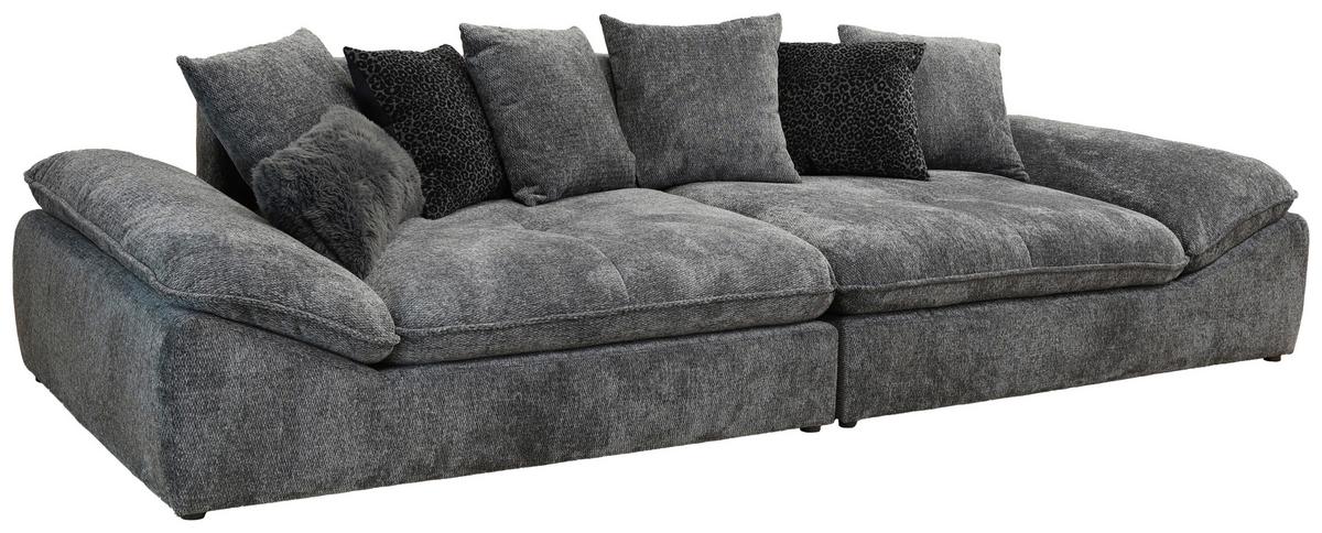 Bigsofa Diun Chenille Anthrazit,s:310x124cm - Anthrazit/Schwarz, Trend, Textil (310/76-90/124cm) - Luca Bessoni
