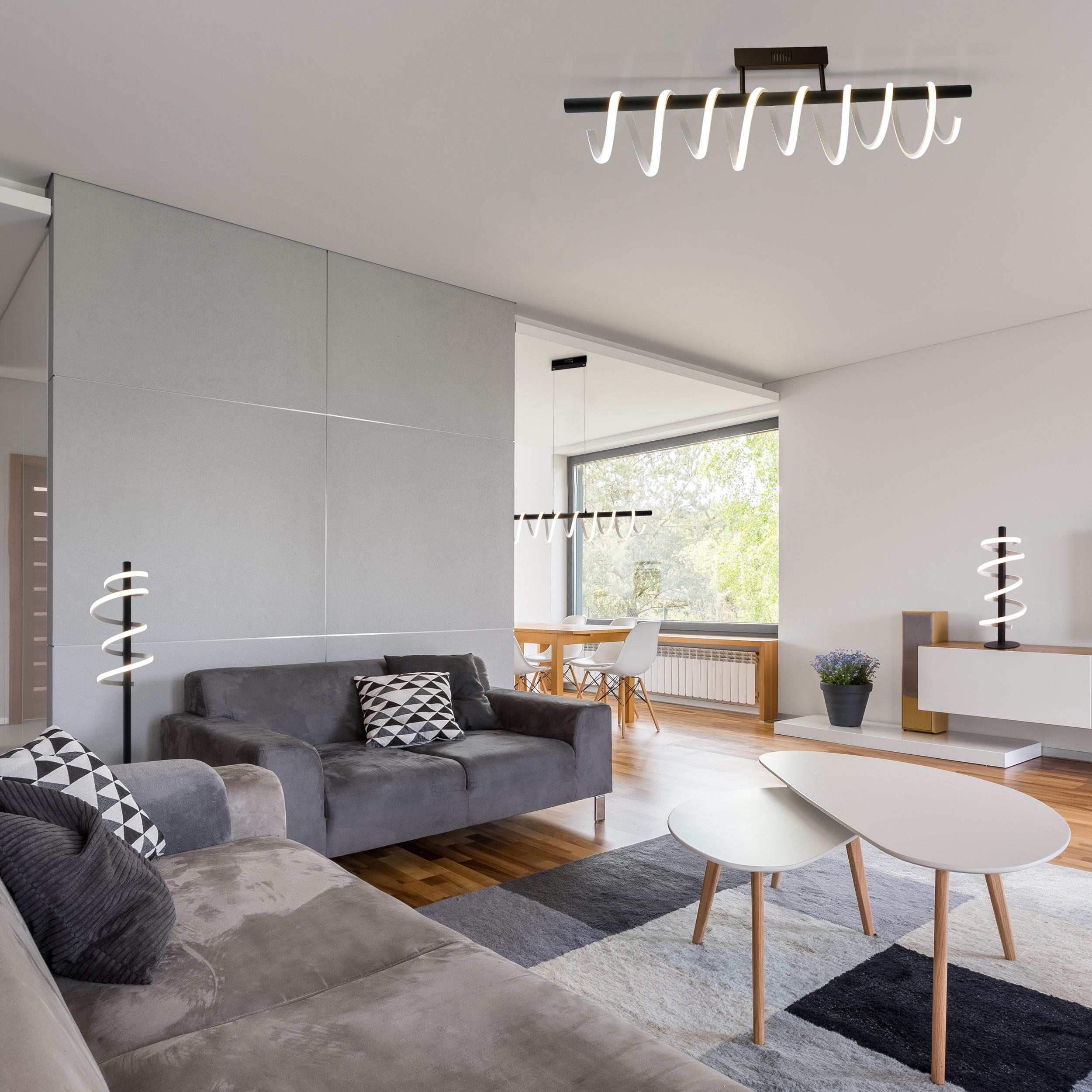 Led-hängeleuchte Belleza H: 150 Cm 1-Flammig Dimmbar - Schwarz/Weiß, Design, Kunststoff/Metall (100/6/150cm) - Näve