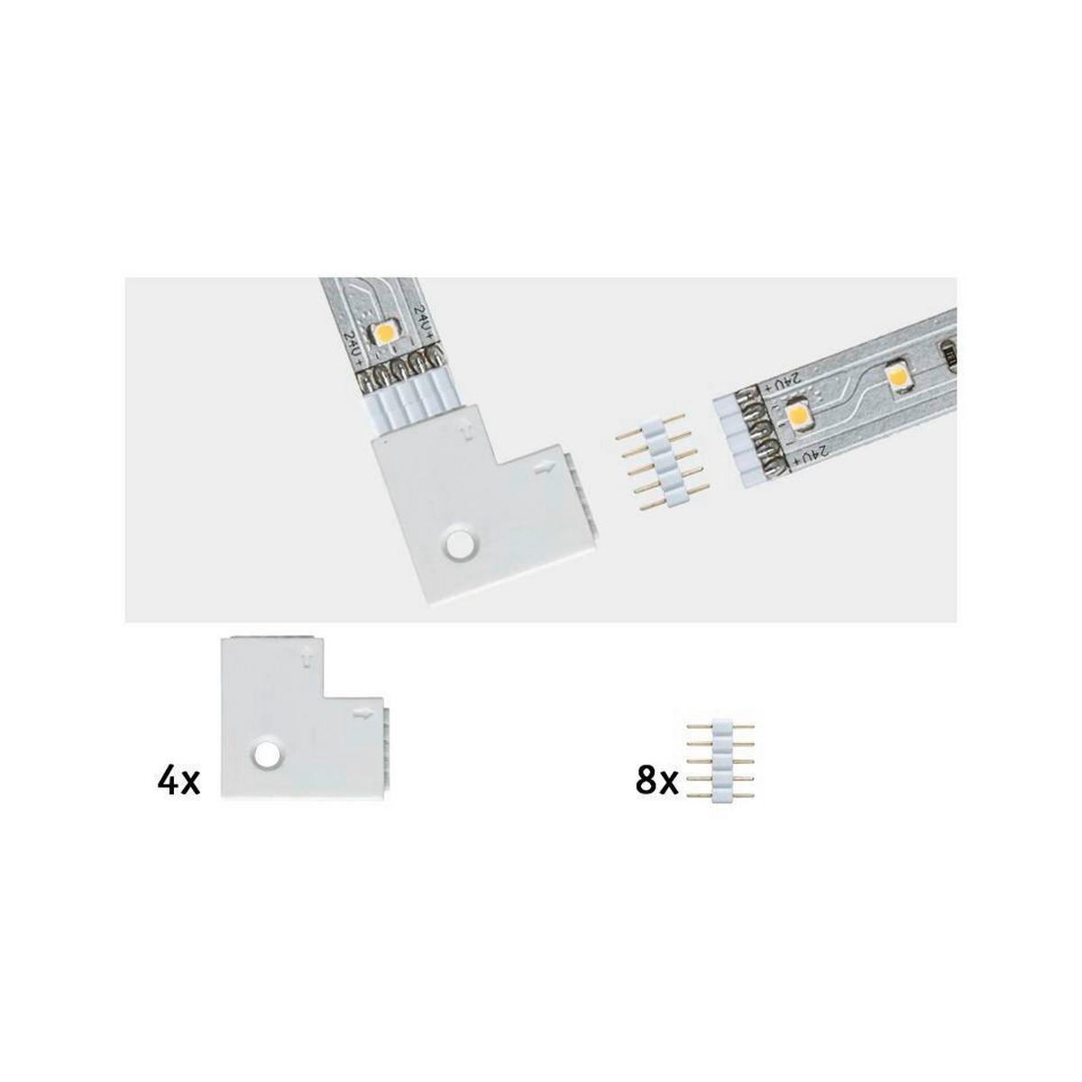 Led-streifen Connector Eckverbindung Weiß - Weiß, Basics, Kunststoff (2,5/0,45cm) - Paulmann