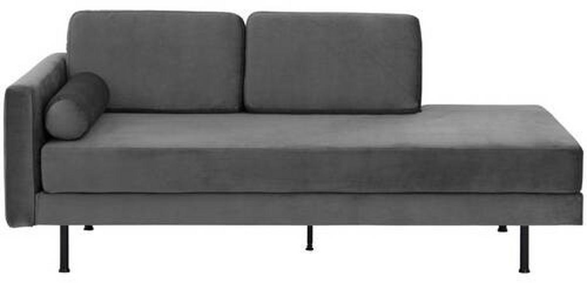 Recamiere Ivo L: 190cm Velours Anthrazit - Anthrazit/Schwarz, Design, Textil (190/87/81cm) - Max Winzer