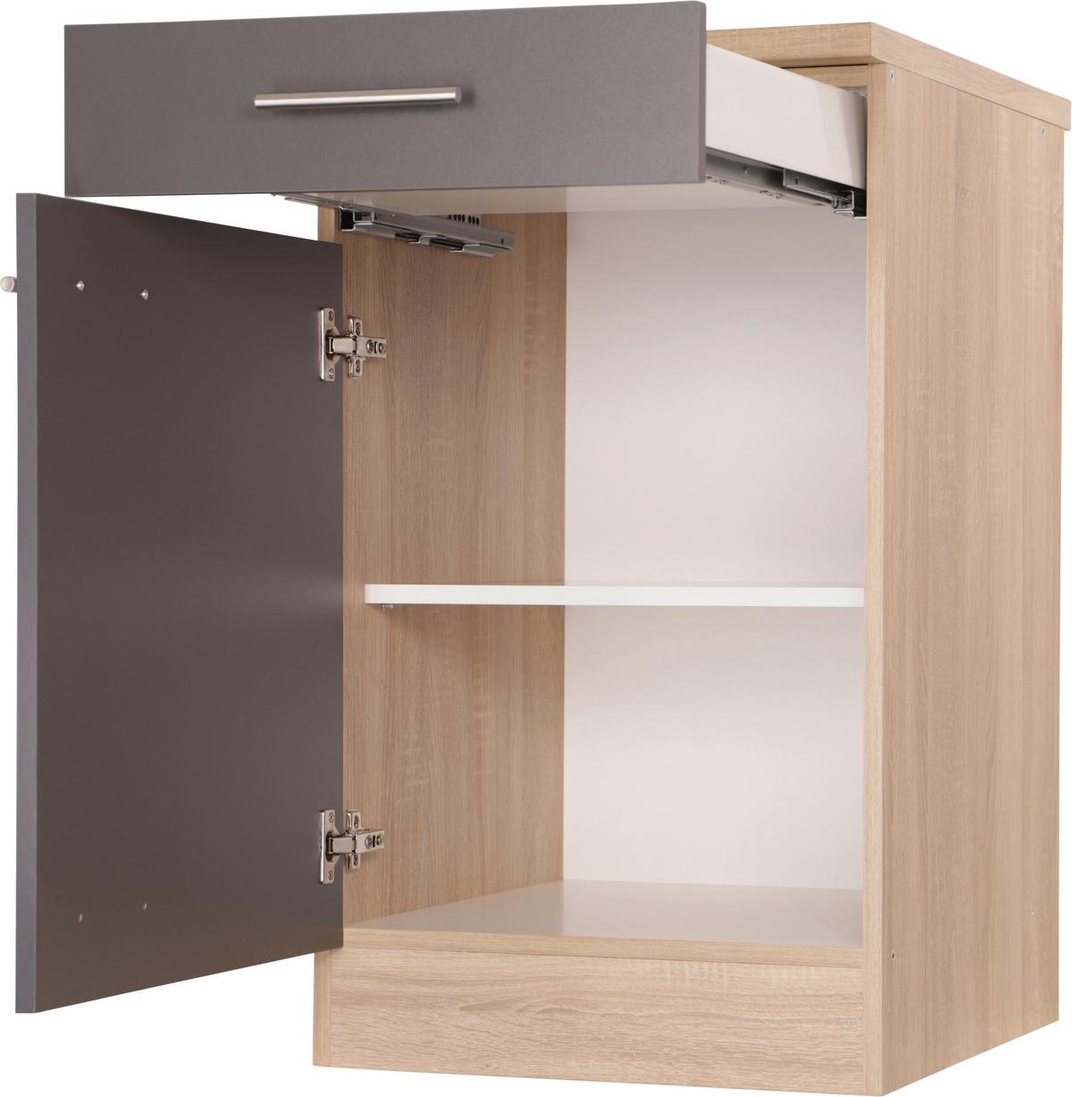 Küchenunterschrank Merle Grau, Eiche Dekor B:50cm - Eichefarben/Grau, Basics, Holzwerkstoff (50/84,8/60cm) - Respekta