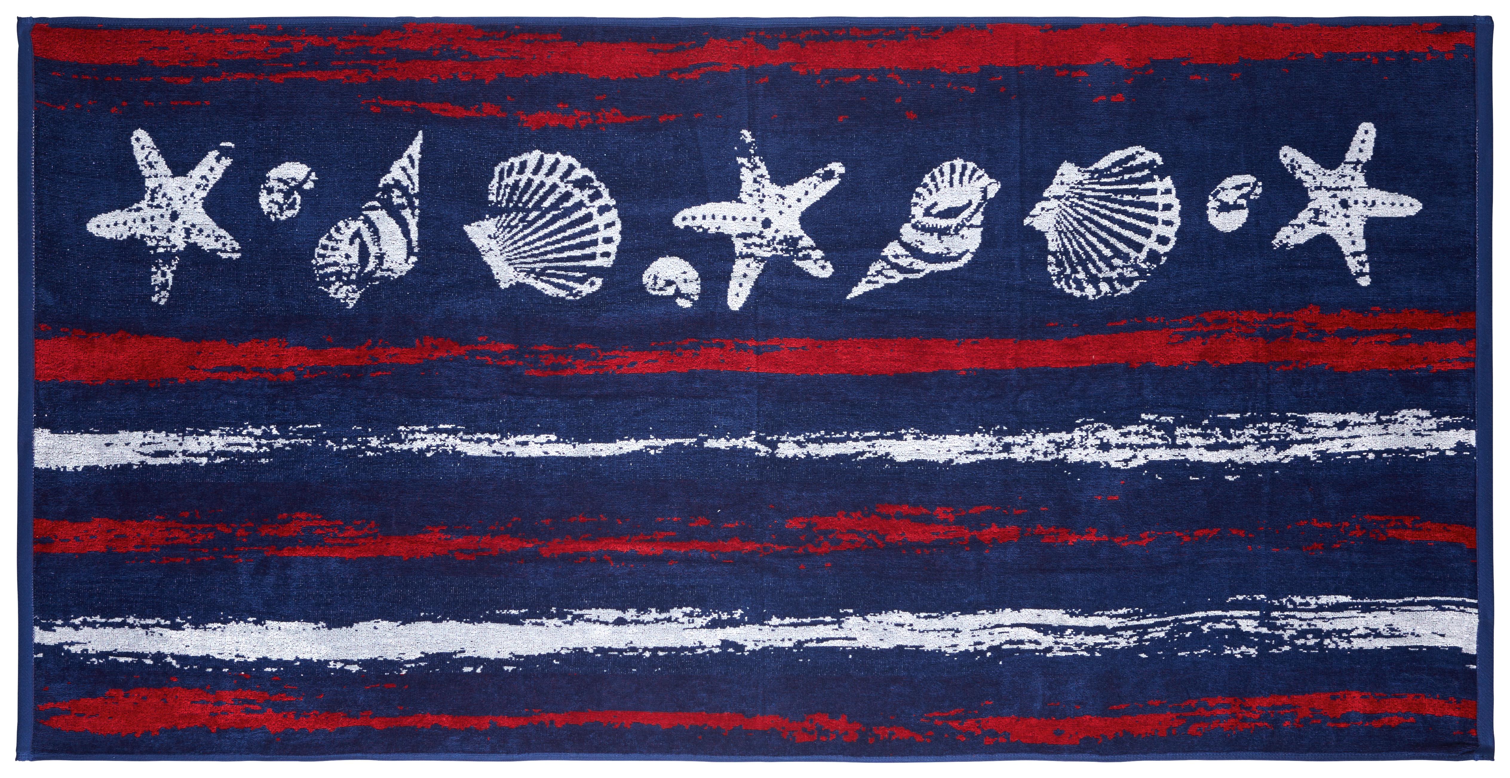 Strandtuch Summertime - Blau/Rot, MODERN, Textil (75/150cm) - Luca Bessoni