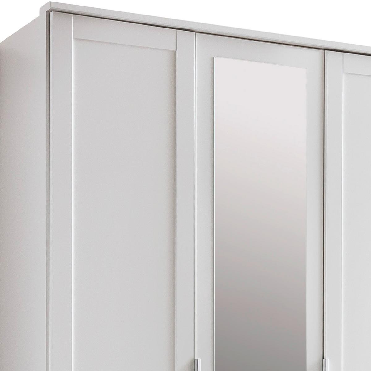 Drehtürenschrank Mit Spiegel + Laden 135cm Nadja, Weiß - Weiß, KONVENTIONELL, Glas/Holzwerkstoff (135/210/59cm) - MID.YOU