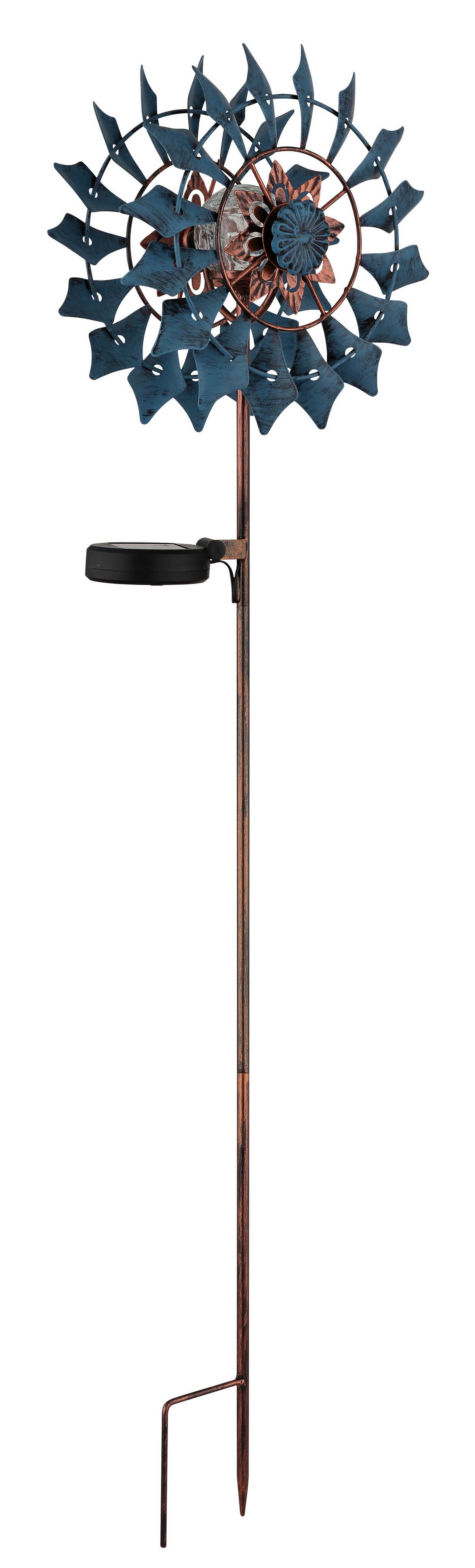 Solarleuchte 3000k, Warmweiß - Blau/Klar, Design, Glas/Metall (22,5/11,5/92cm) - Globo