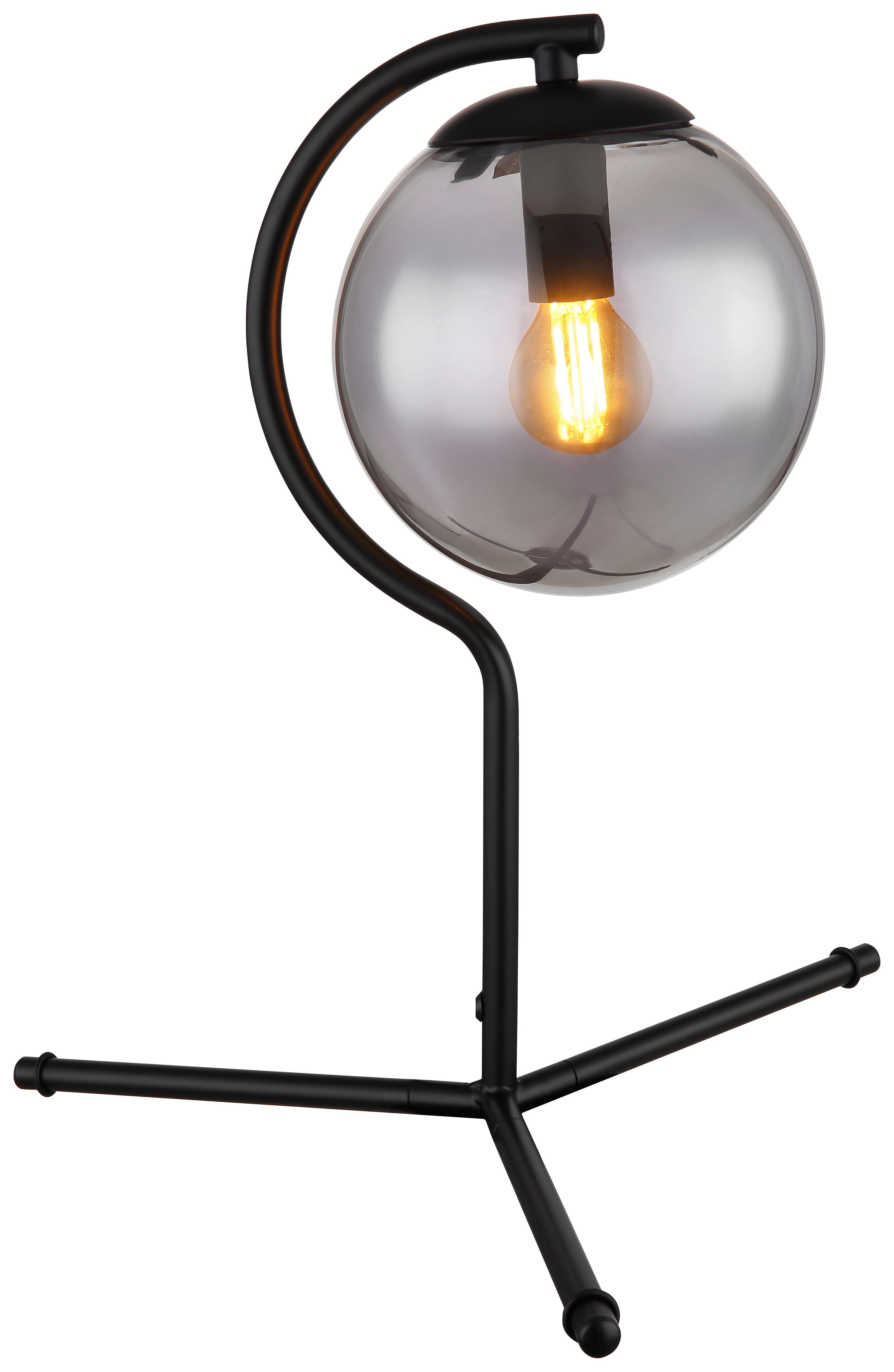 Tischlampe Porry Schwarz mit Wippschalter - Schwarz, Basics, Glas/Metall (35/35cm) - Globo