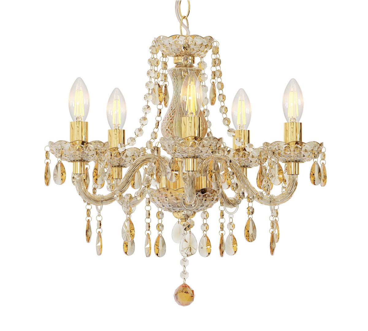 Hängeleuchte 15100545  Marie - Klar/Goldfarben, KONVENTIONELL, Kunststoff/Metall (48/150cm)