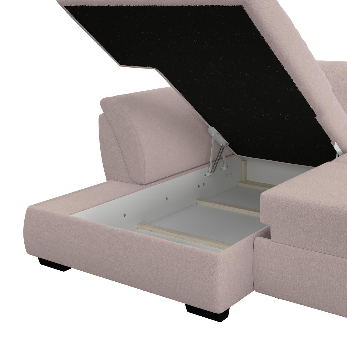 Ecksofa mit Schlaffunktion Berisso new Greige 187x278 cm - Greige/Schwarz, KONVENTIONELL, Textil (187/278cm) - Ondega