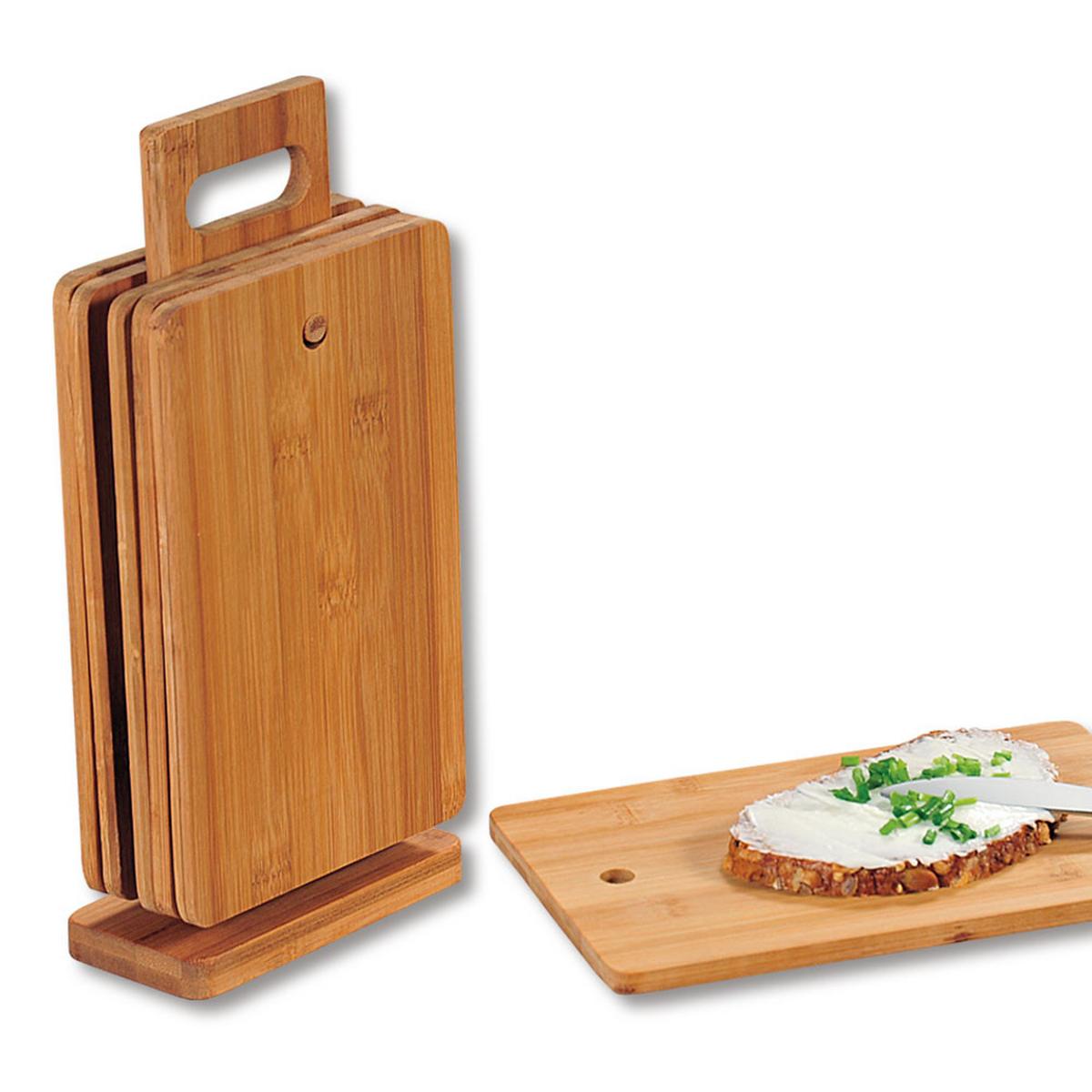 Brettchenständer Bambus inkl. Jausenbrettchen 7--Teilig. - Basics, Holz (14/7/29,5cm) - Kesper