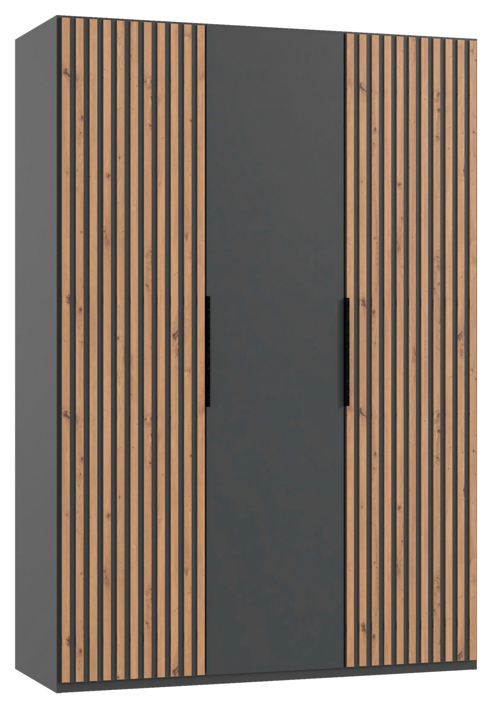 Drehtürenschrank B: 150 cm Andorra Eiche/Graphitfarben - Eichefarben/Graphitfarben, MODERN, Holzwerkstoff (150/216/58cm) - MID.YOU