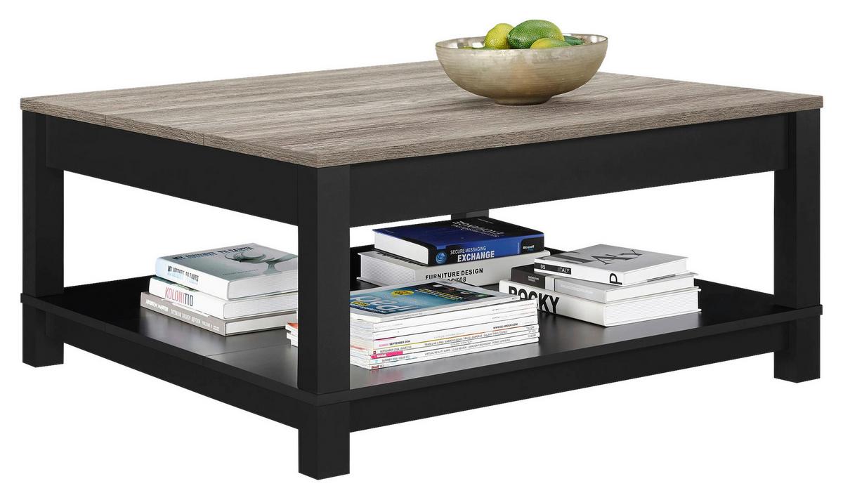 Couchtisch Carver mit Ablagefach Schwarz - Schwarz, Design, Holzwerkstoff/Metall (90/90/44cm) - MID.YOU