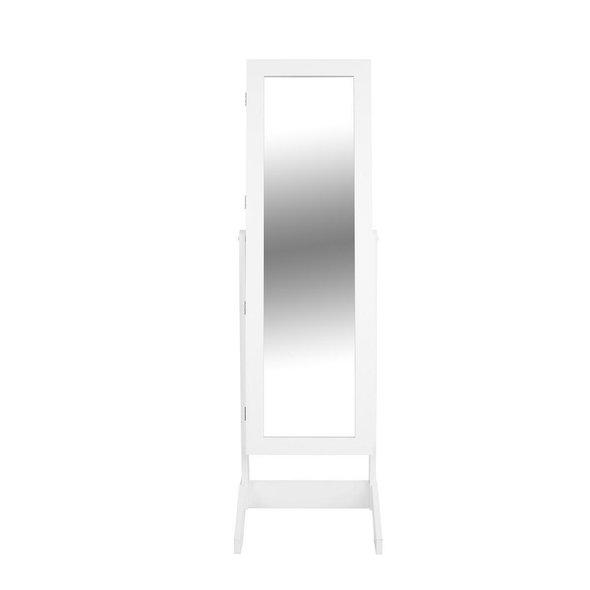 Schmuckschrank Levi Weiß H: 142 cm Stehend, Spiegel - Naturfarben/Weiß, MODERN, Glas/Holz (40/142/33cm) - MID.YOU