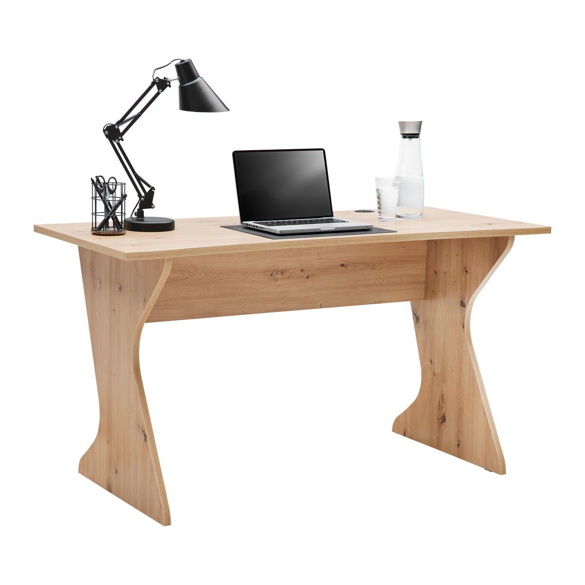 Písací stôl UTAPAU - dub artisan, Modern, kompozitné drevo (140/76,2/65cm) - Mömax