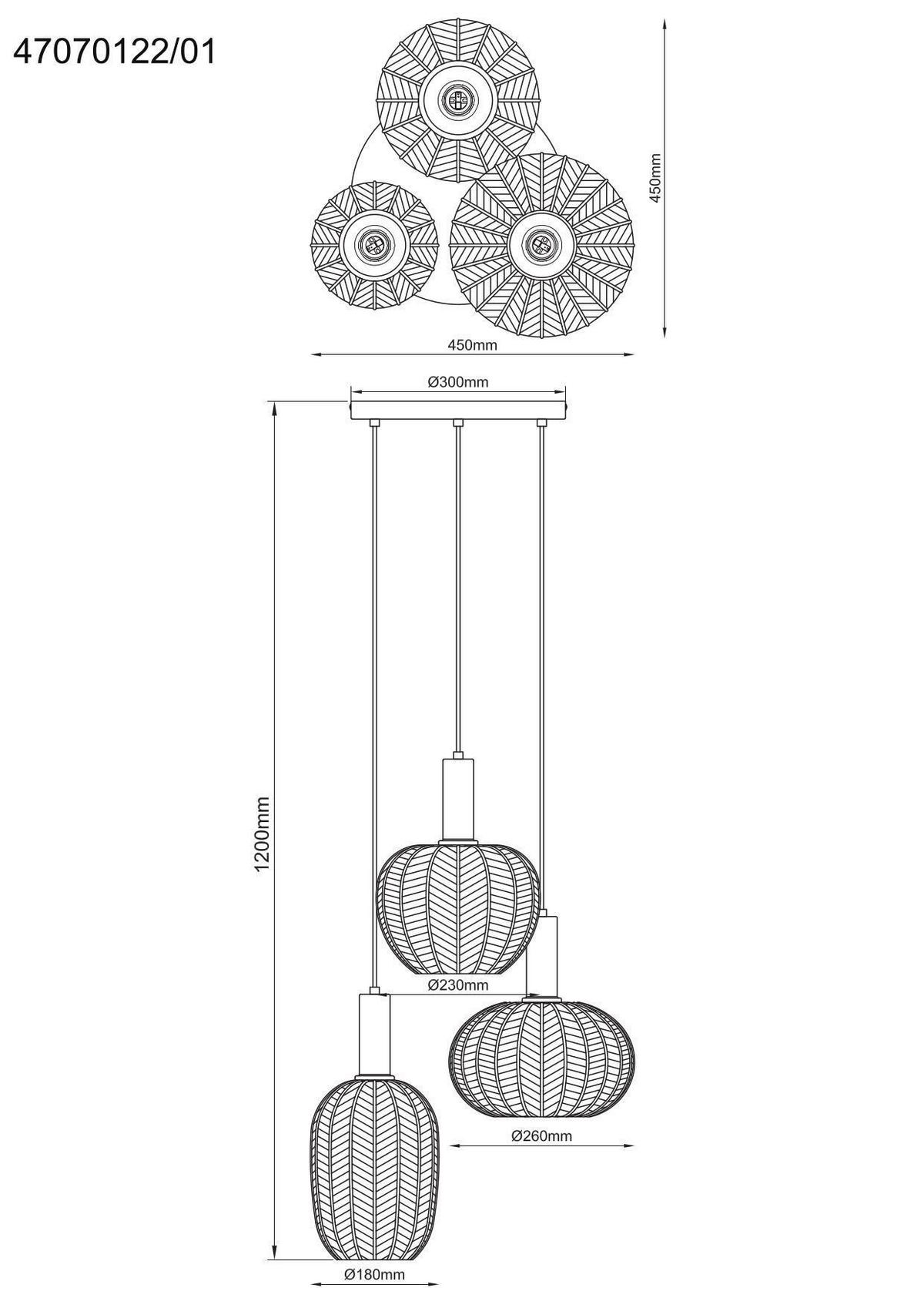 Hängeleuchte Bunti - Pink/Goldfarben, MODERN, Glas/Metall (45/45/120cm)