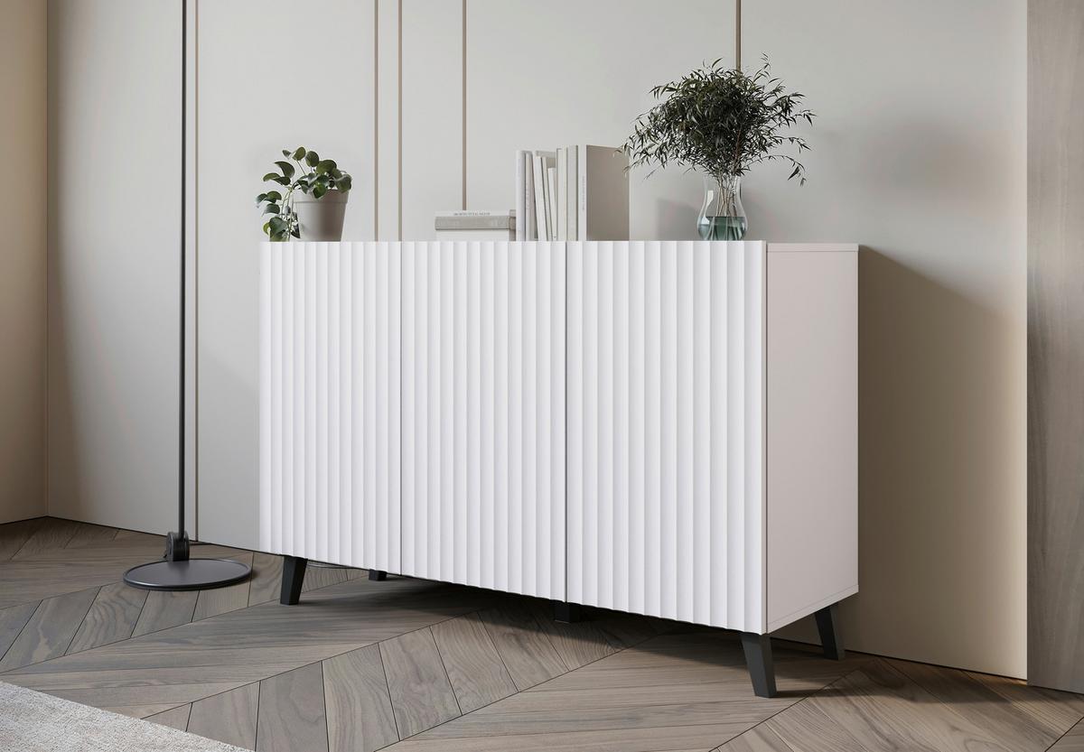Široká komoda PHUKET š: 120 cm - čierna/biela, Design, kompozitné drevo/plast (120/78/39,1cm) - Livetastic