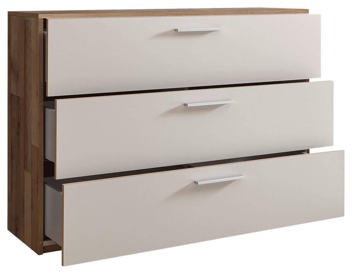 KOMODA CADORE - barvy dubu/černá, Moderní, kompozitní dřevo/plast (120/86,6/38cm)