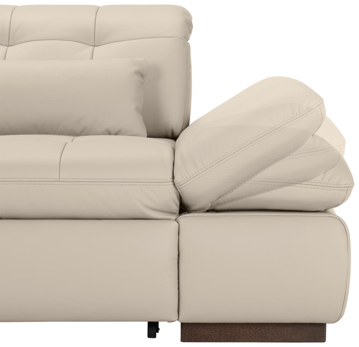 Rohová sedačka SANFINO, ľavá, svetlosivá pravá koža - svetlosivá/chrómová, Konventionell, kov/koža (199/79-96/305cm) - Premium Living