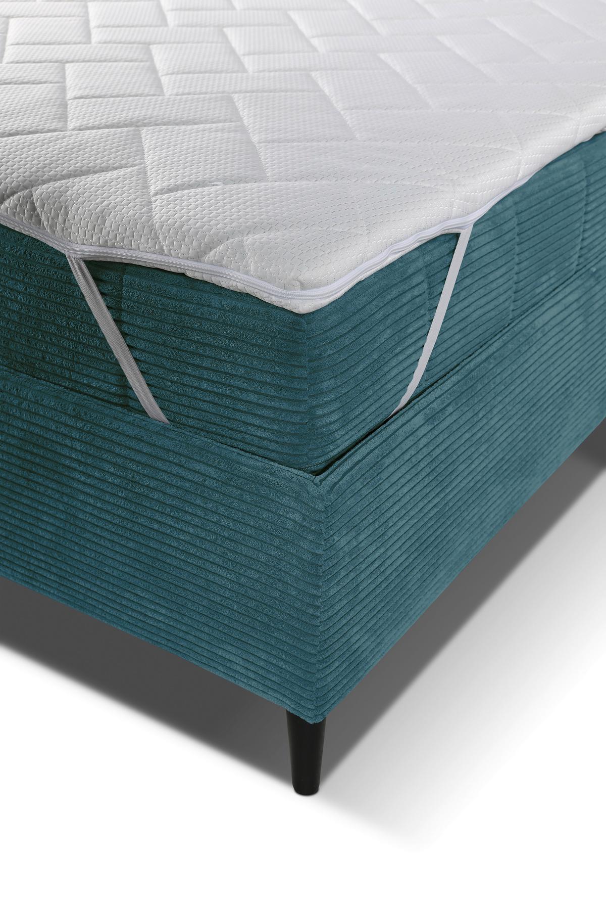 Polsterbett mit Lattenrost Mia Hellblau 180x200 cm - Creme/Schwarz, LIFESTYLE, Holz/Holzwerkstoff (180/200cm) - Livetastic