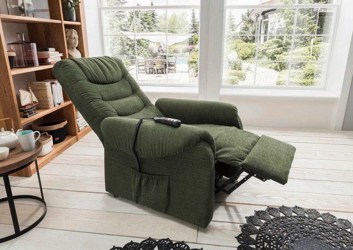 Fensehsesssel Nino Dunkelgrün B: 76 cm - Dunkelgrün/Schwarz, Design, Holz/Textil (76/106/94cm) - Livetastic