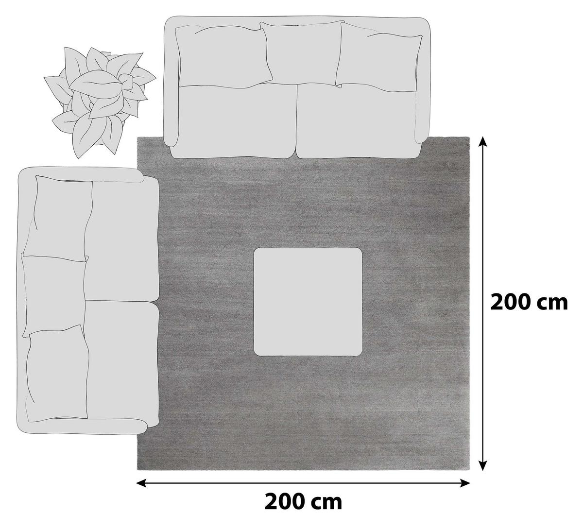 Hochflorteppich Grau Loft 200x200 Cm - Grau, Basics, Textil (200/200cm) - Esprit