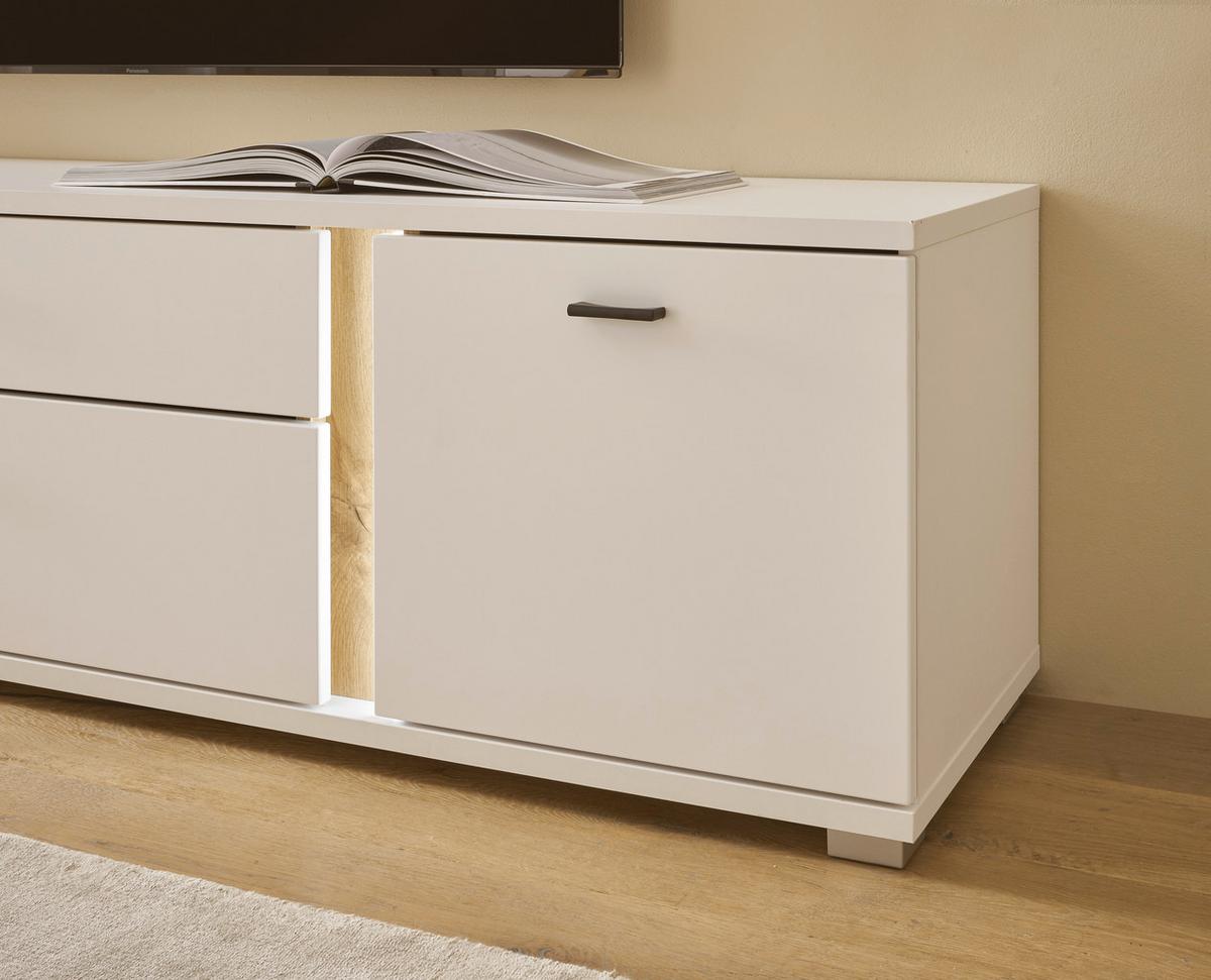 Lowboard Long Island Weiß/Eiche Wotan B: 200 cm - Silberfarben/Eiche Wotan, Design, Holzwerkstoff (200/45/42cm) - MID.YOU