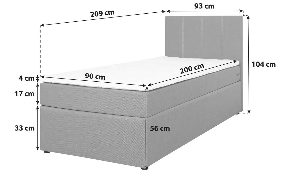 Boxbett mit Topper 90x200 cm Carolina Sandfarben - Sandfarben/Schwarz, Basics, Textil (90/200cm) - P & B