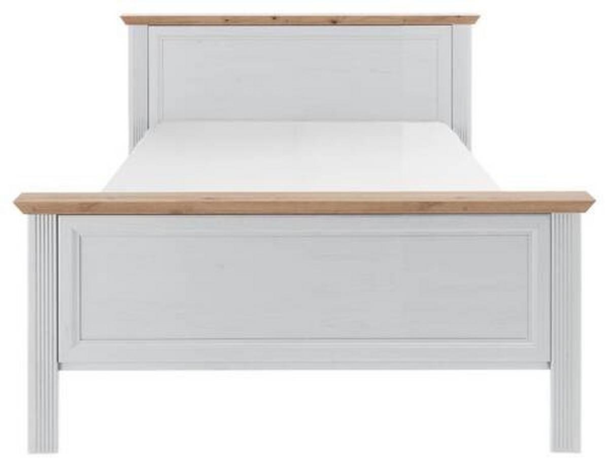 Bett Landhaus-stil 140x200 Jasmin Ii Weiß/eiche Artisan - Schwarz/Weiß, LIFESTYLE, Holzwerkstoff