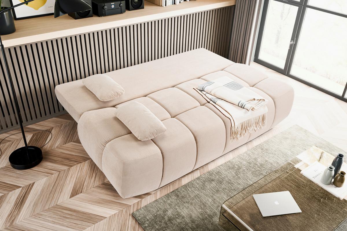 Schlafsofa Lauder Beige B: 207cm - Beige/Schwarz, Basics, Holz/Textil (207/93/105cm) - MID.YOU