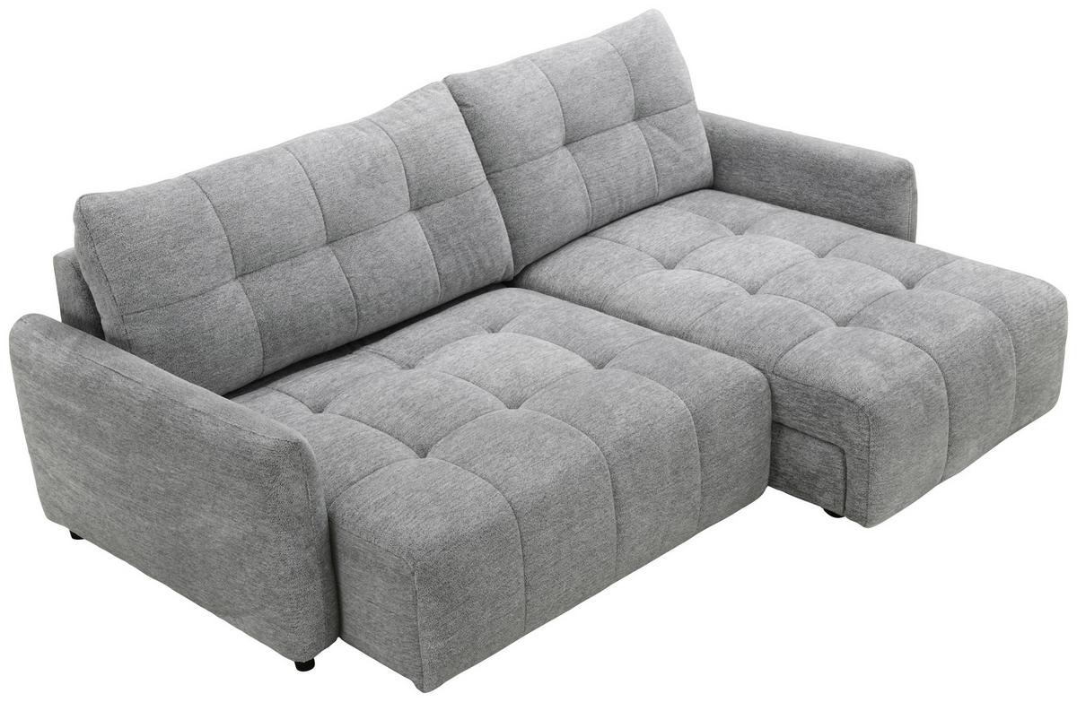 Elektrická sedačka LINA, obojstranná, sivá ženilka - čierna/sivá, Basics, kov/drevo (227/158cm)