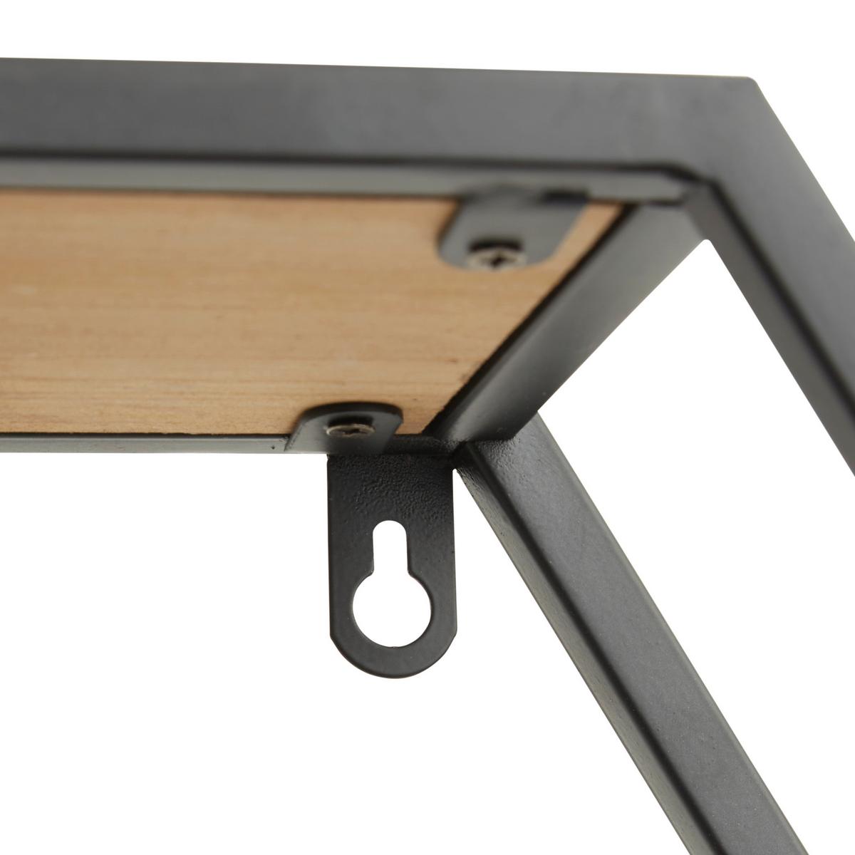 Nástěnný regál černá kov - černá/přírodní barvy, Lifestyle, kov/dřevo (88/63/12cm) - Premium Living