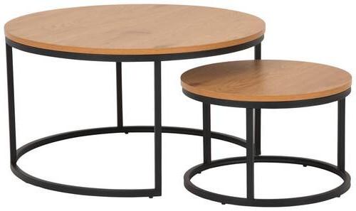 Sada Okrúhlych Konferenčných Stolíkov Spiro Ø 50/80 Cm - farby dubu/čierna, Konvenčný, kov/kompozitné drevo (80/80/44,5cm) - MID.YOU