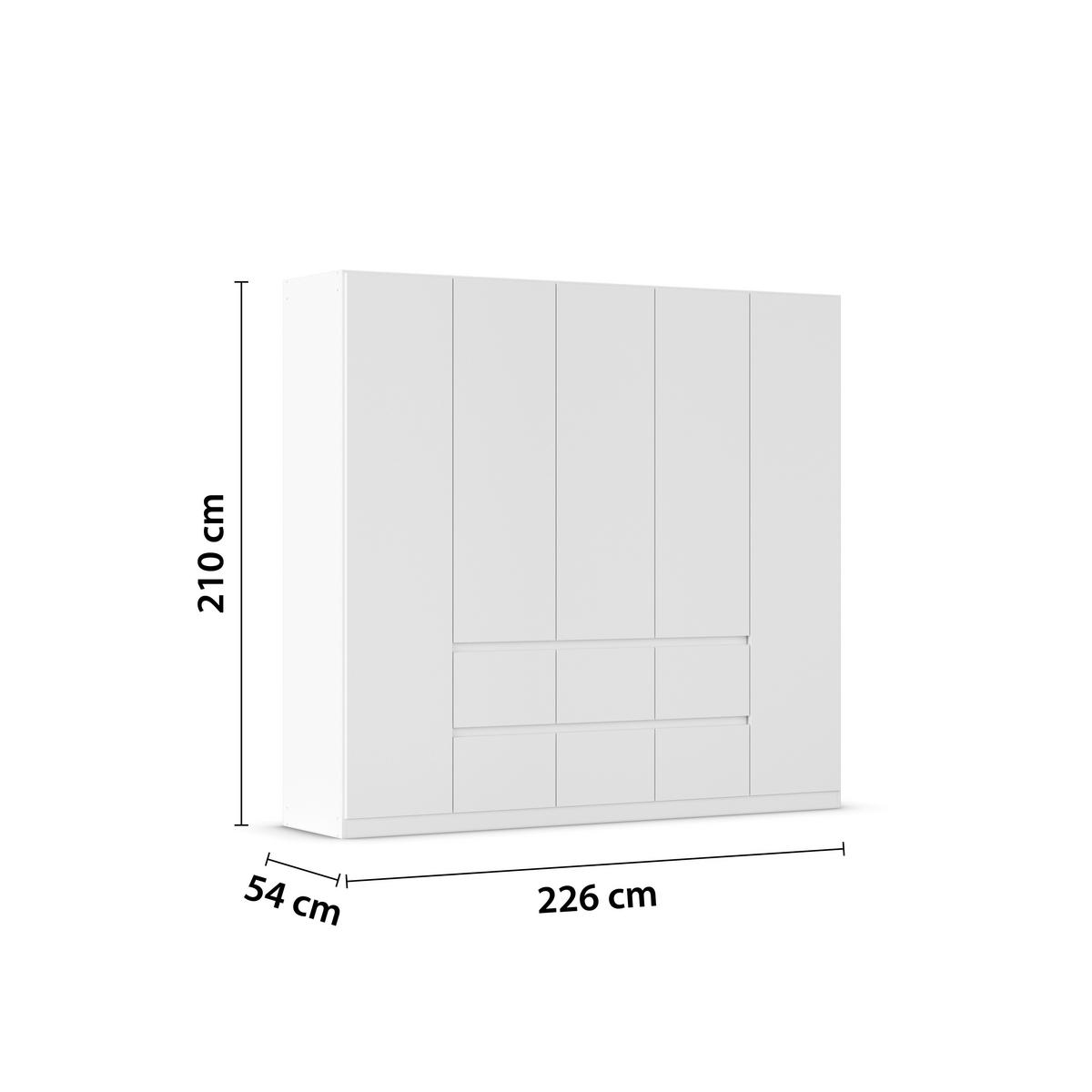 Drehtürenschrank Mainz Weiß B: 226 cm - Weiß, Basics, Holzwerkstoff (226/210/54cm) - Rauch Möbel