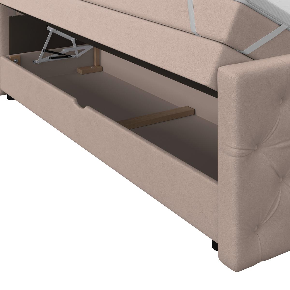 Boxspringbett Elio Beige 140x200 Cm H2 - Beige/Schwarz, ROMANTIK / LANDHAUS, Textil (140/200cm) - James Wood