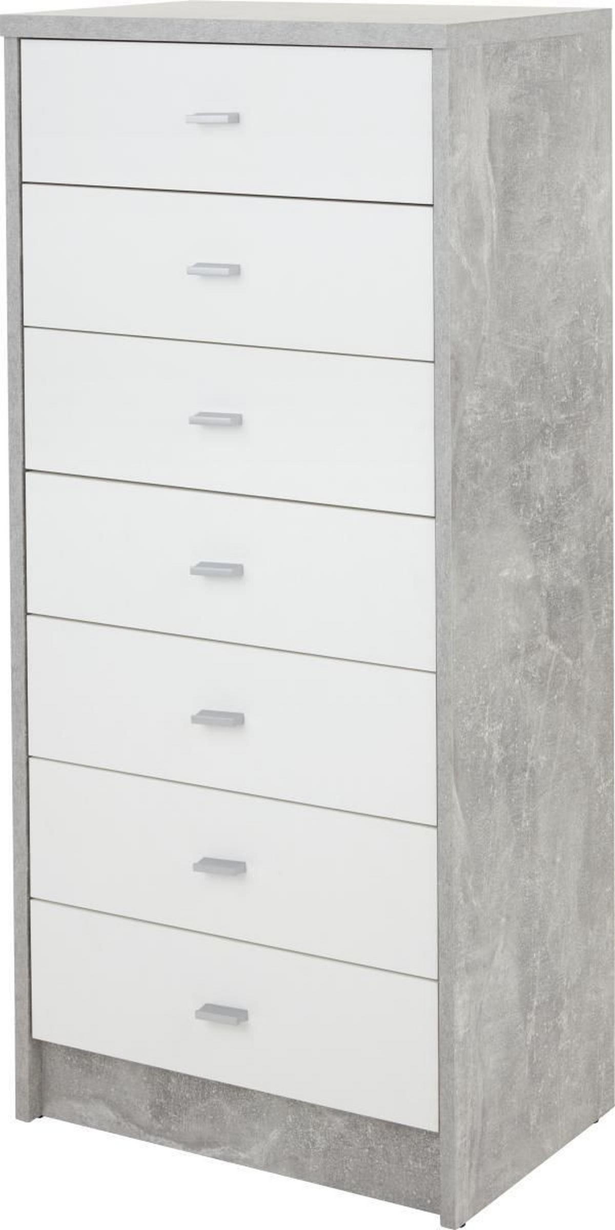 Kommode B 50cm 4-You New, Beton Optik/Weiß - Weiß/Grau, MODERN, Holzwerkstoff (50/111,4/34,6cm)
