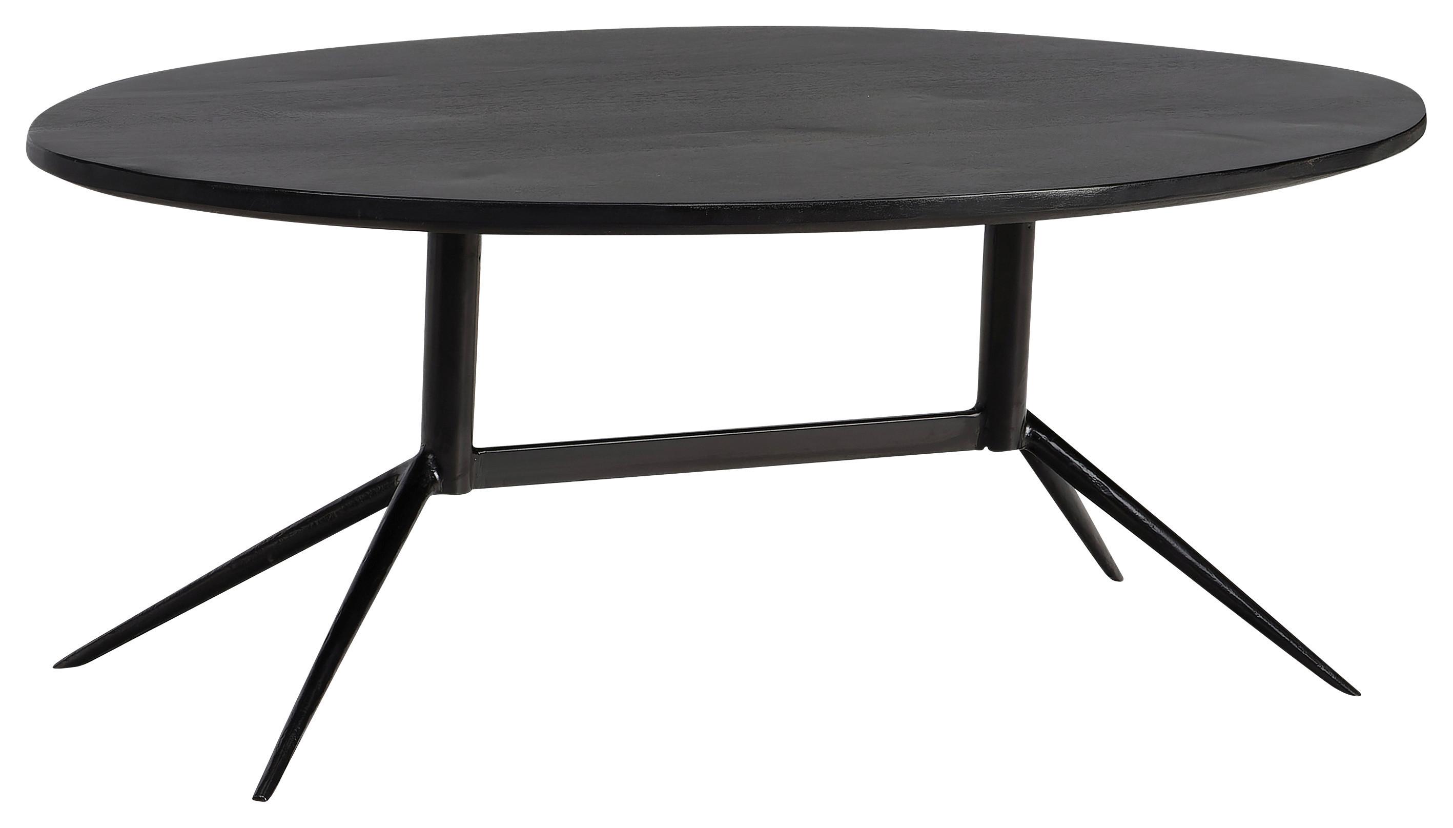 Couchtisch Mangoholz Schwarz L: 90 cm - Schwarz, Design, Holz/Metall (90/50/35cm) - MID.YOU