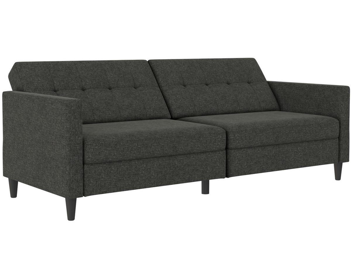 Schlafsofa Hannover Anthrazit, mit Schlaffunktion - Anthrazit/Schwarz, Basics, Textil (203/82cm) - Livetastic