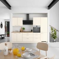 Kuchynská linka 300 cm, magnóliová supermatná - barvy dubu/magnolie, Moderní, kov/kompozitní dřevo (300cm) - Nobilia
