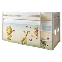 Kinderbett Malte 90x200cm Holz Massiv Weiß/safari Mit Vorhang - Multicolor/Weiß, Natur, Holz (90/200cm) - MID.YOU