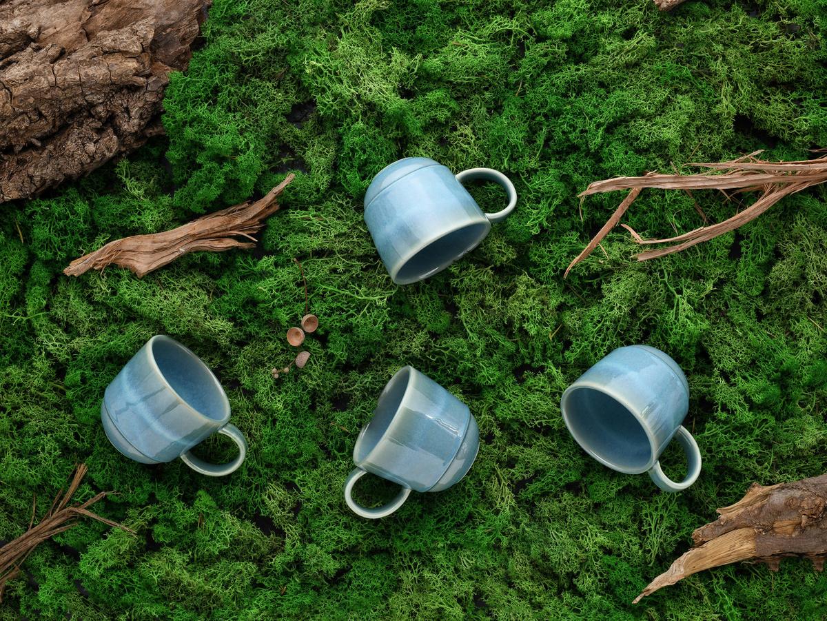 Kaffeebecher Steinzeug 370 ml 4 Stk. Blau/Grün YUKi - Blau/Grün, Basics, Keramik (16/9/10cm) - Creatable