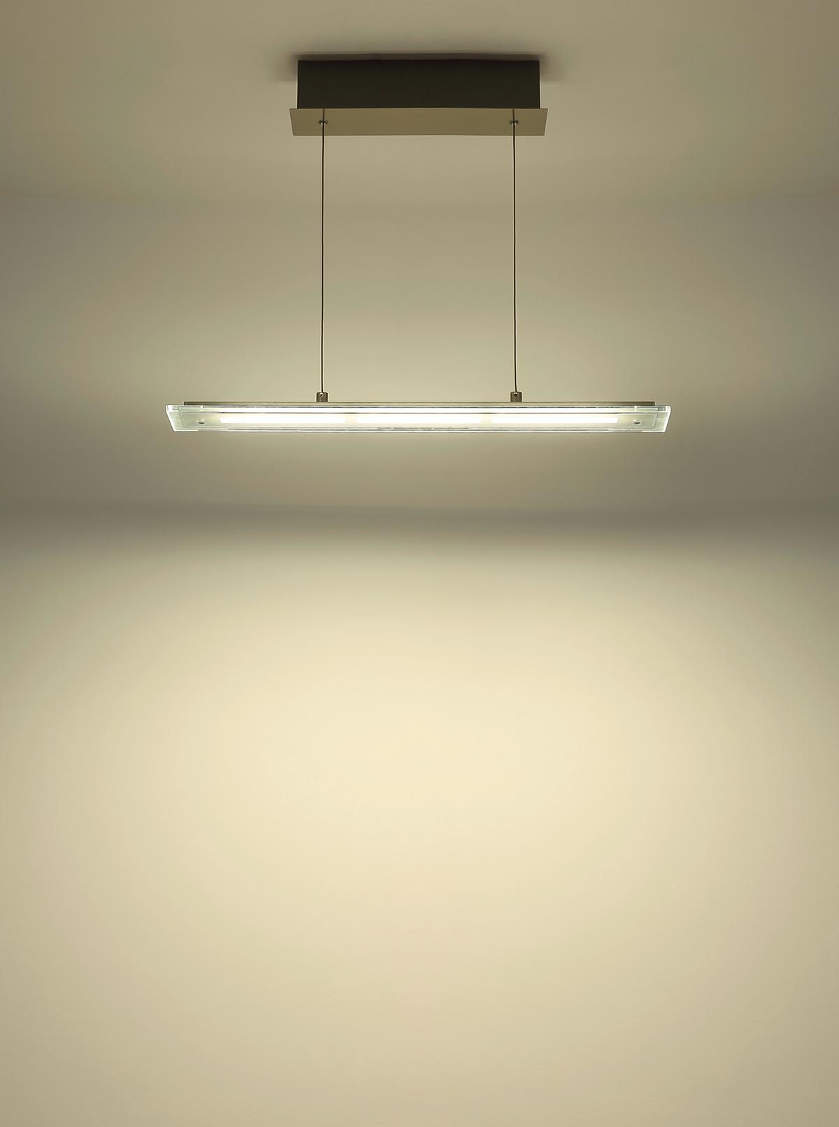 LED-HÄNGELEUCHTE Memory-Funktion - Klar/Nickelfarben, Design, Glas/Metall (64/9/150cm) - Globo