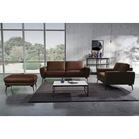 3-Sitzer-Sofa Spring, Dunkelbraun B: 207 cm - Dunkelbraun/Schwarz, Design, Leder (207/85/92cm) - Livetastic