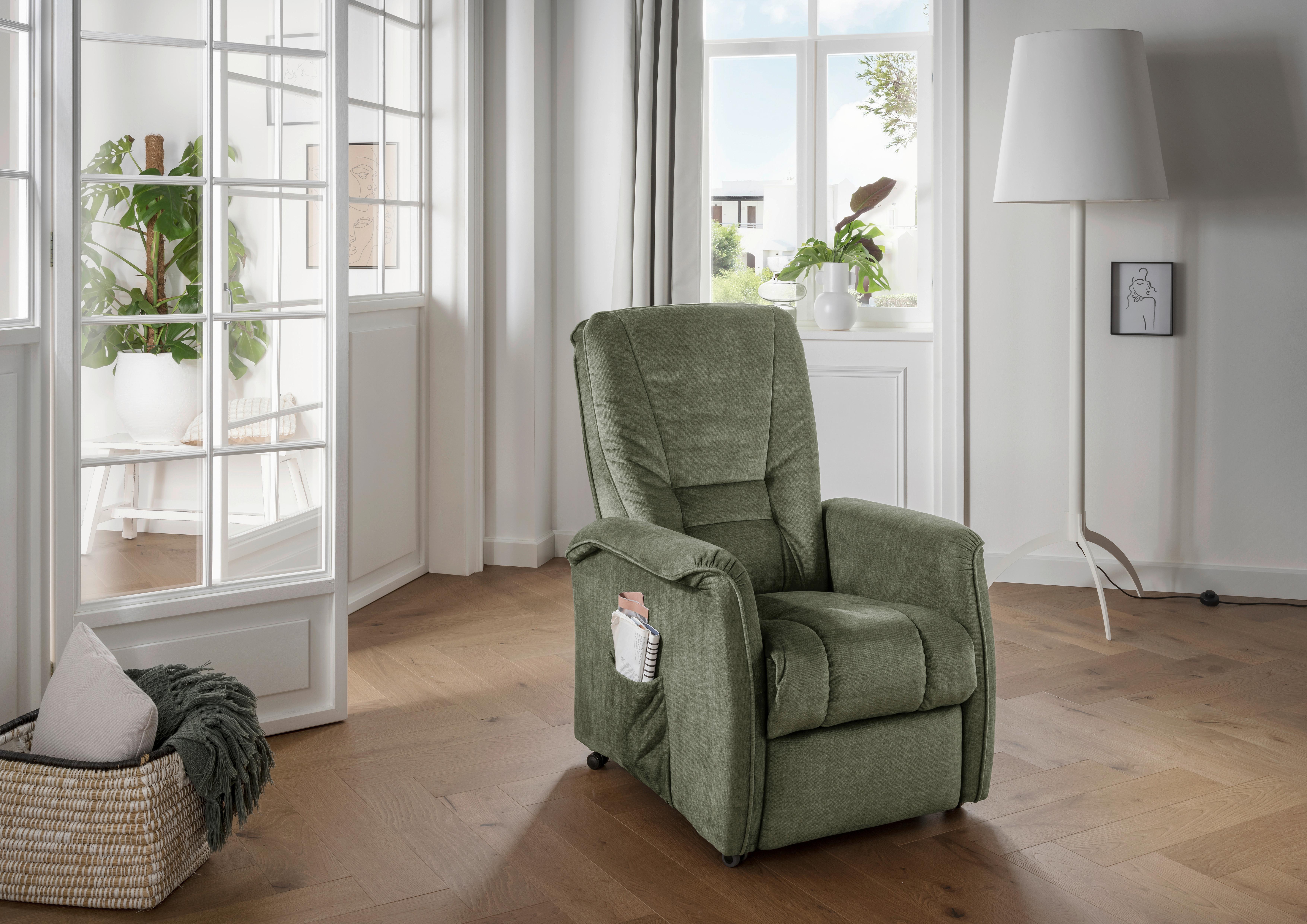 Fernsehsessel Harry Dunkelgrün B: 77 Cm - Dunkelgrün/Schwarz, Design, Textil (77/107/88cm) - Livetastic