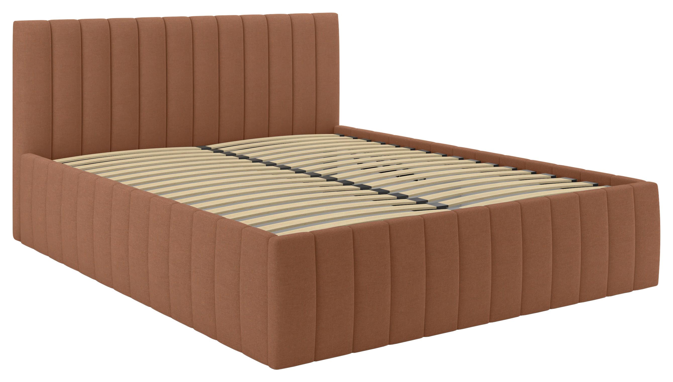 Čalúnená posteľ ORINOCO PL: 180/200 cm, hrdzavá - hrdzavá, Modern, kov/drevo (180/200cm) - Mömax